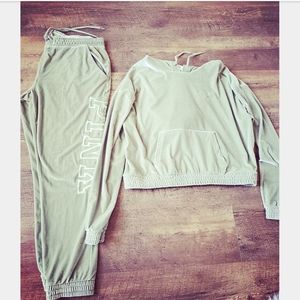 Size L. Pink Victoria Secret Velour Track Suit.